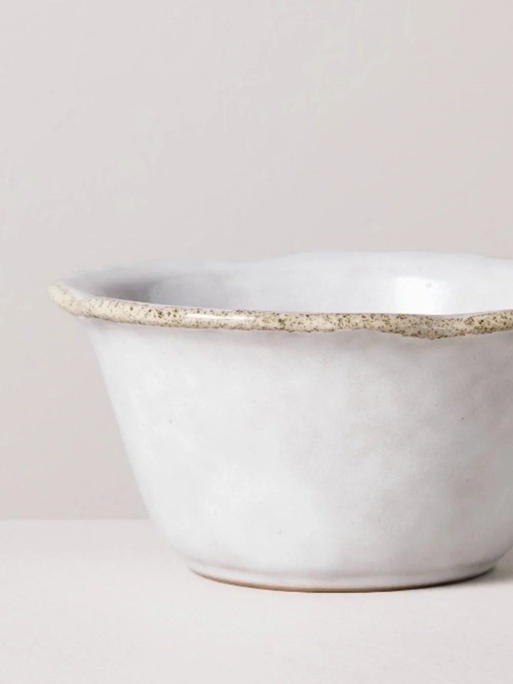 Magnolia White reactive glaze Ceramic‎ mini bowls with Speckled Tan Edge